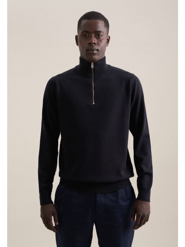 

Seidensticker Куртка на молнии до середины груди, стандартного размера, темно-синего цвета