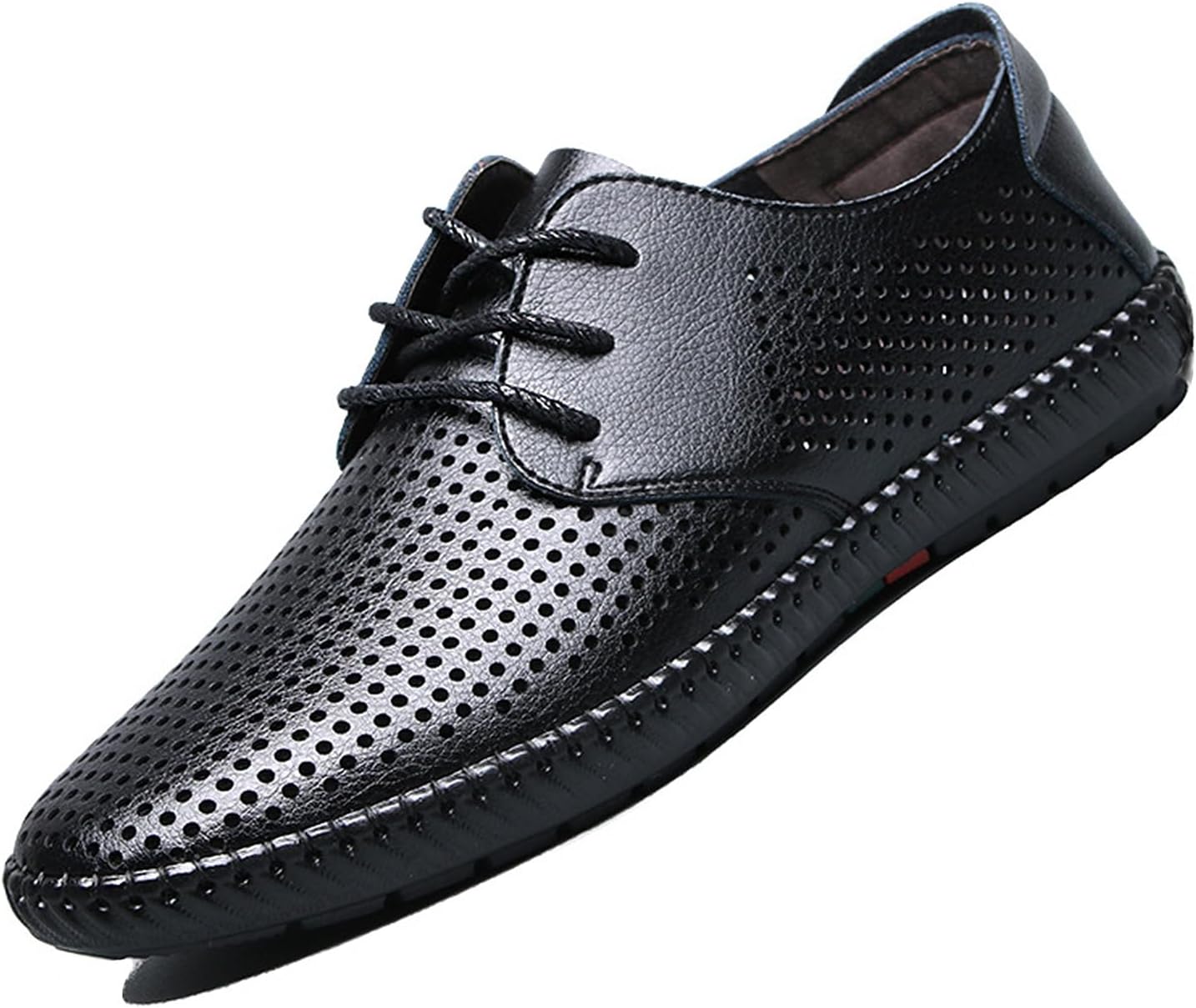 

Мужские кожаные оксфорды с шнуровкой, низкие, для бизнеса, дышащие, с вырезами, повседневные, противоскользящие, с мелким отверстием, модные деловые туфли для работы Optigard, черный