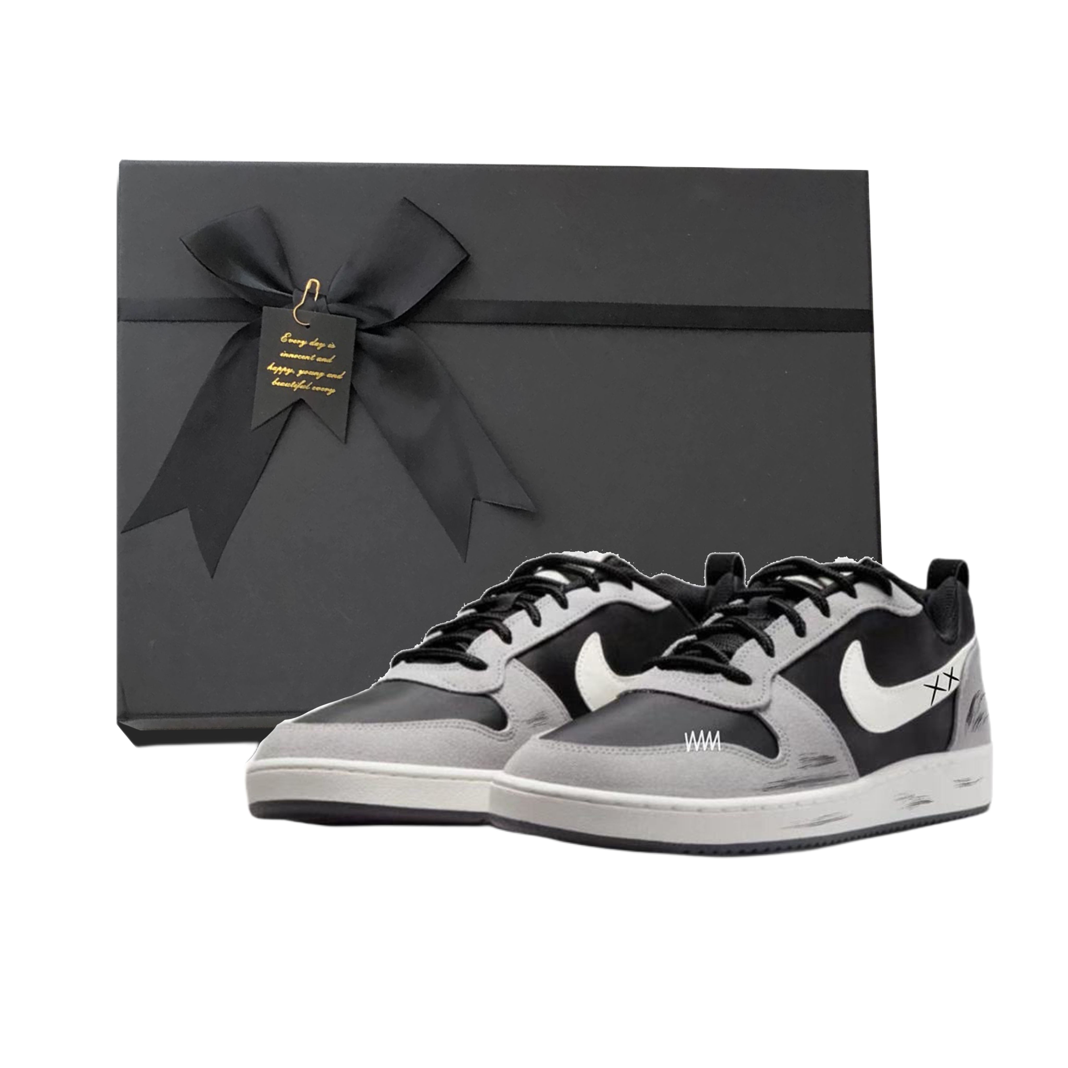 

Court Borough Anniversary, Safety Field, Street Coverage Abrasion Resistant Balance Low top Skateboard Shoes Men's Nike, серый gift box set