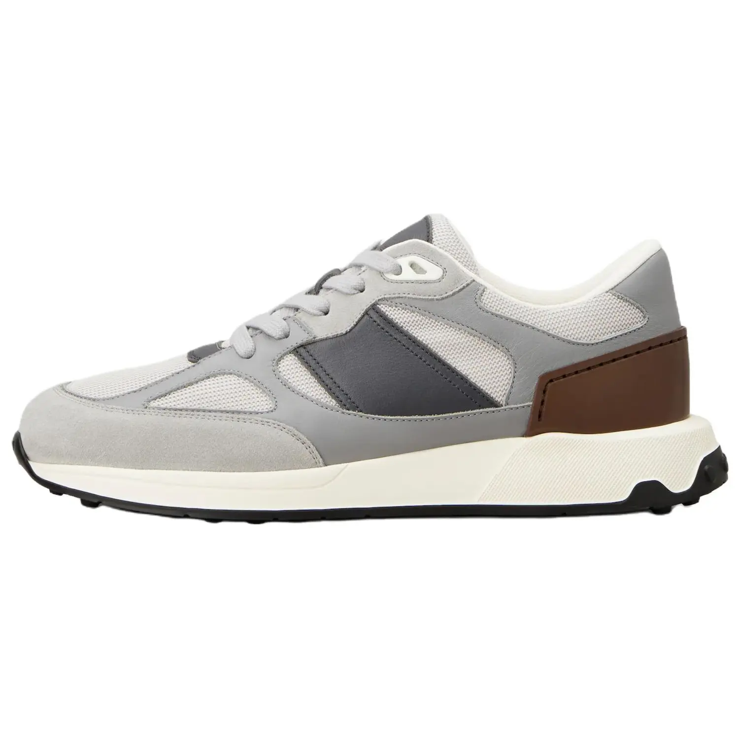 

TOD'S Кожаные и замшевые мужские низкие кеды Casual серого цвета