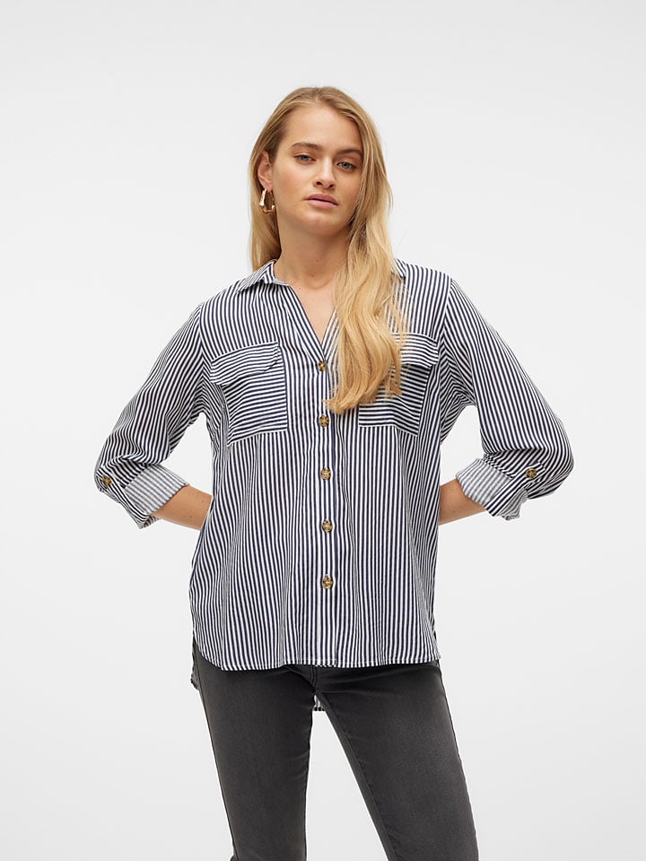 

Рубашка Vero Moda, темно-синий/белый