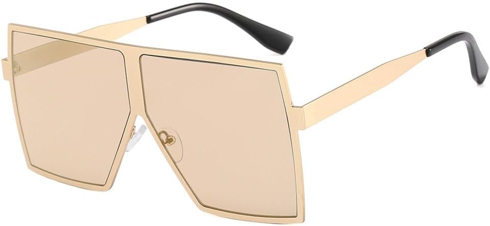 

Крупные золотые солнцезащитные очки для женщин, металлическая оправа, коричневые оттенки, винтажные очки, модные очки с защитой от УФ-излучения UV400 LXLHWN, One Color