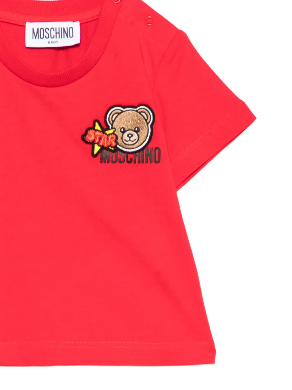 Футболка с аппликацией в виде звезды и мишки Moschino Kids, красный — фото 3