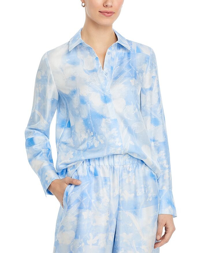 

Lafayette 148 New York Scottie Шелковая блузка с цветочным принтом, синий