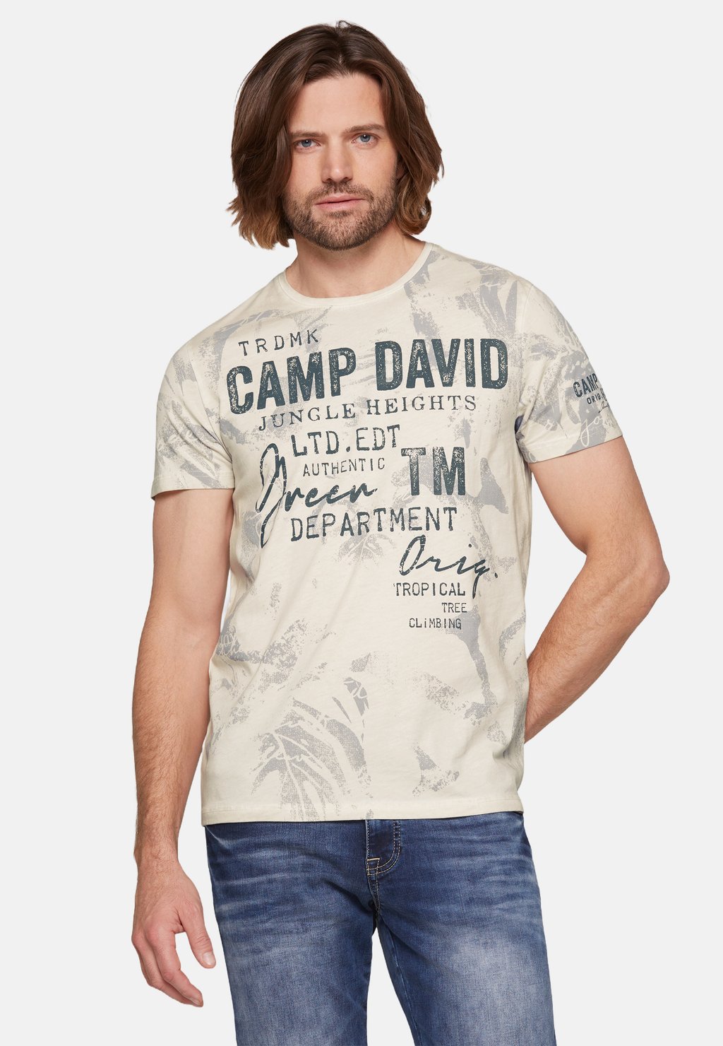 

Футболка с принтом OIL DYED Camp David, серебряный