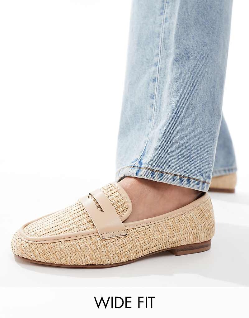 

ASOS DESIGN Wide Fit – Maddox – Узкие лоферы из натуральной рафии