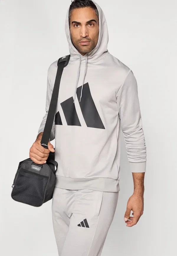 Толстовка с капюшоном Adidas Sportswear Big Logo, средне-серый меланж/черный — фото 4