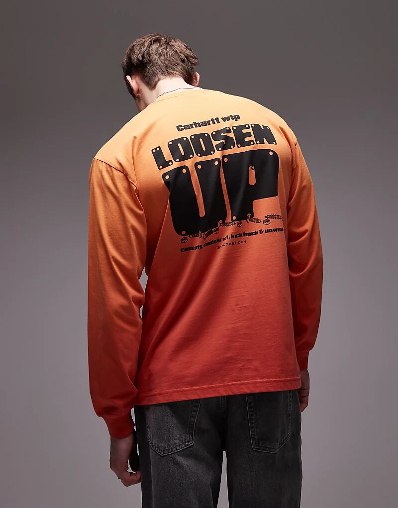 

Футболка Carhartt WIP с длинным рукавом и графическим принтом оранжевого цвета