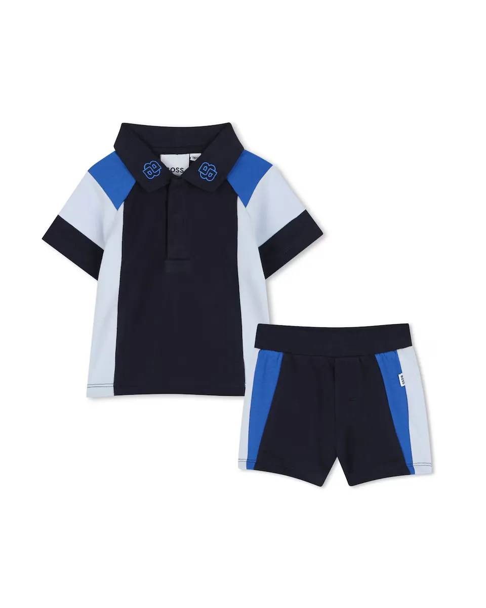 

Черный комплект с короткими рукавами для мальчика BOSS Kidswear