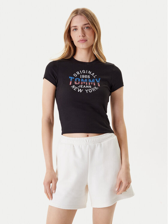 

Облегающая футболка DW0DW21421 Tommy Jeans, черный
