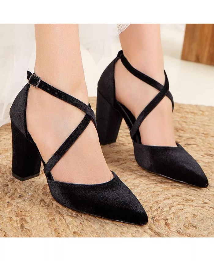 Сина Босоножки на высоком каблуке с перекрещивающимися ремешками Forever & Always Shoes, черный — фото 2