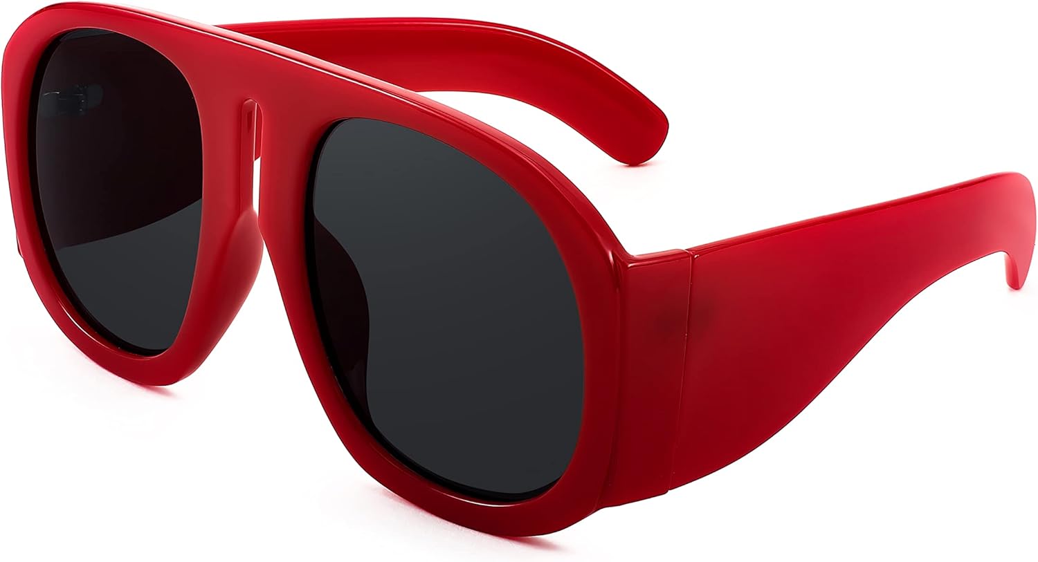 

FEISEDY Ретро-модные солнцезащитные очки-авиаторы для женщин и мужчин, увеличенного размера, винтажные, 70-80-х годов, с плоской верхней частью, модель B2745, Red/Grey