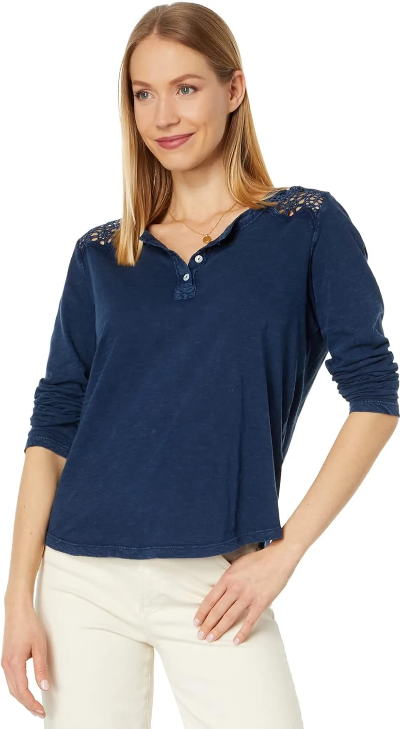 

Женская футболка Lucky Brand с длинным рукавом и вышивкой