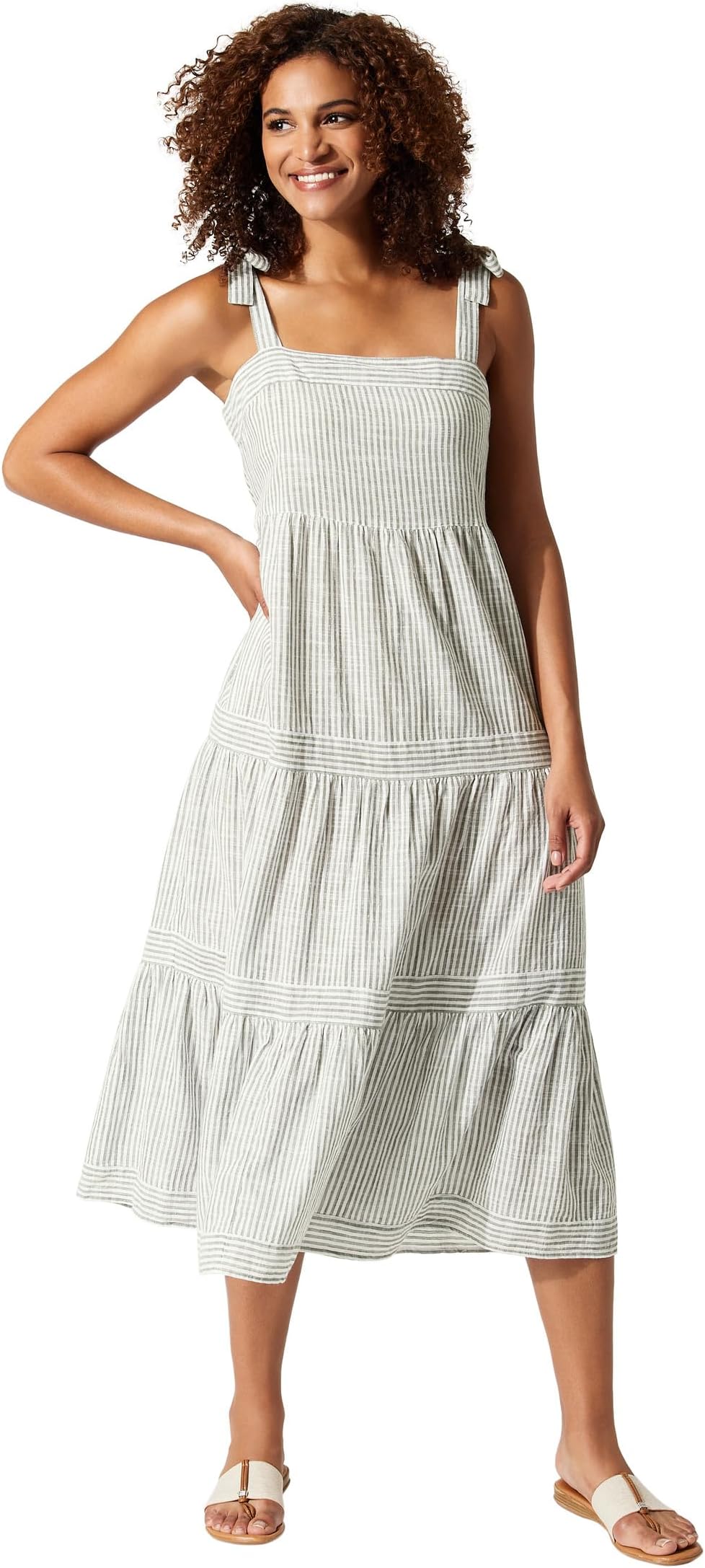 

Платье Tommy Bahama Shoreline Stampedripe Square Neck Dress, цвет Tea Leaf