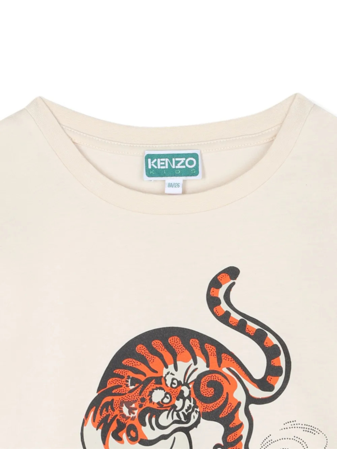 Футболка с принтом тигра и рукавами-фонариками Kenzo Kids, нейтральный — фото 3