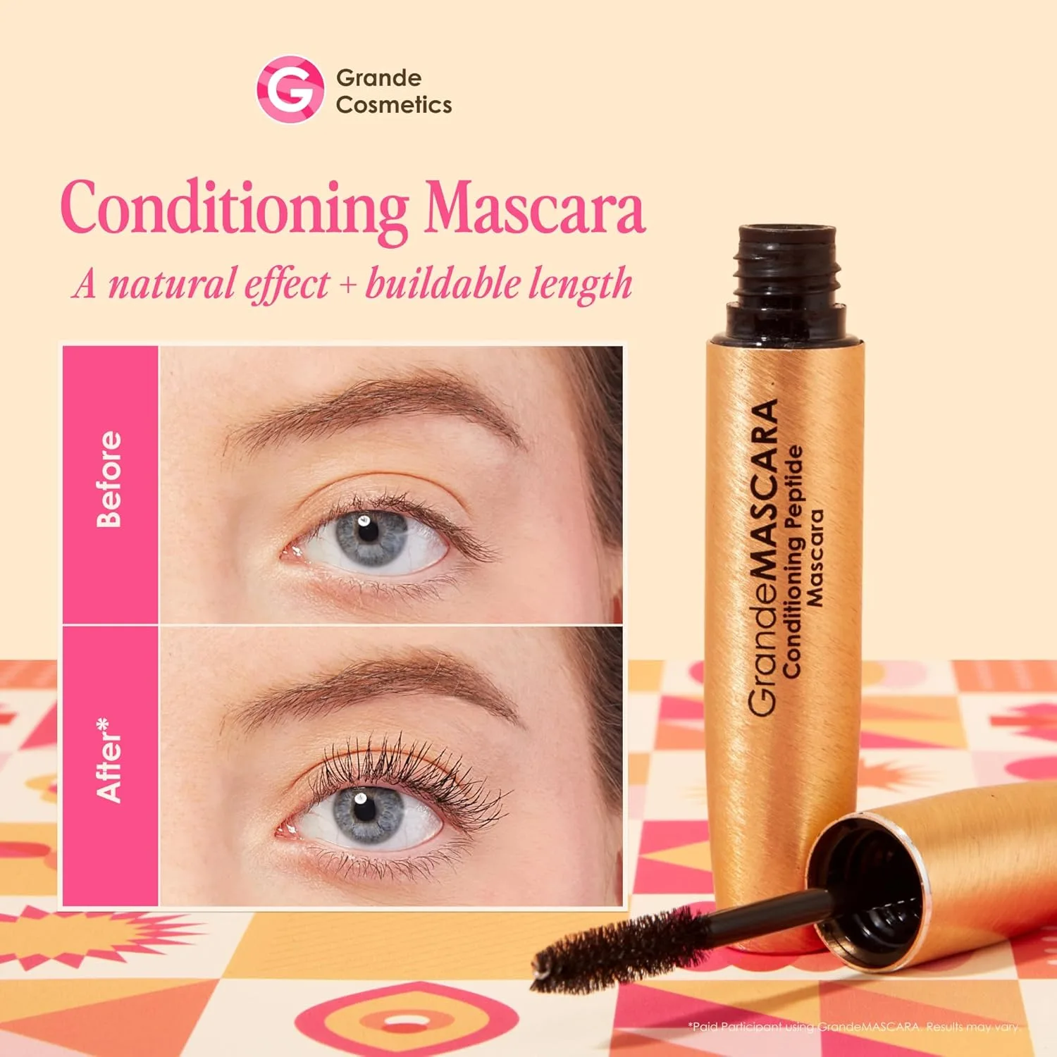Тушь для ресниц Grande Cosmetics GrandeMASCARA Conditioning Peptide Mascara - интенсивный объем и длина - стойкая, без комочков - черный цвет - подходит для ресниц и наращенных ресниц 5.67 г (1 шт.), Black — фото 2
