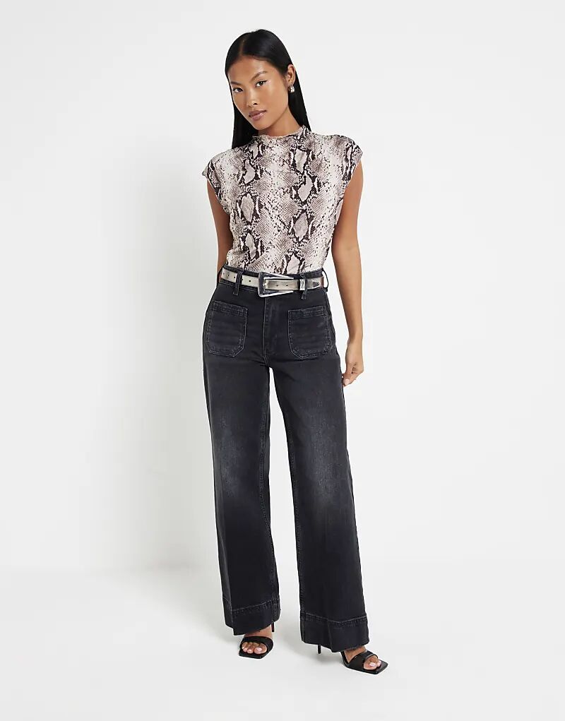 

Джинсы Petite Wide Leg черного цвета River Island