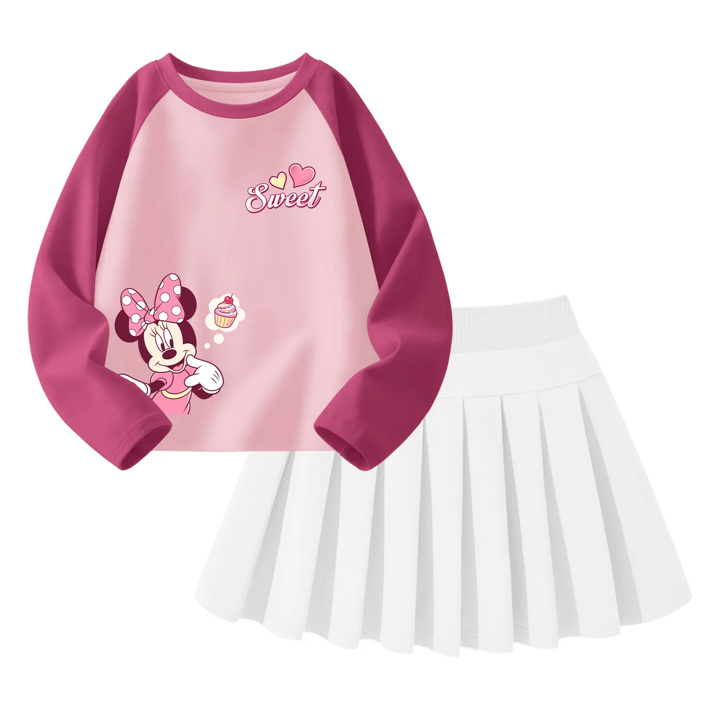 Детский комплект юбка Disney, Di Gao Sweetie K Fuchsia+Solid Color White