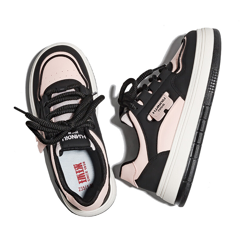 Кроссовки HUANQIU Skateboarding Shoes Women's Low-top Pink, черный/розовый — фото 4