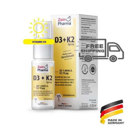 

Витамин D3 1000 IE + K2 Спрей 25мл Zeinpharma
