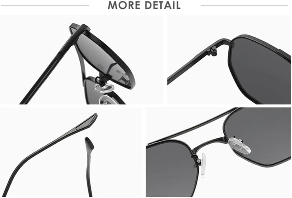 

Солнцезащитные очки с двойной перемычкой и металлической оправой, очки для вождения, винтажные мужские очки, защита от ультрафиолета UV400, женские очки HDUBFY, 2