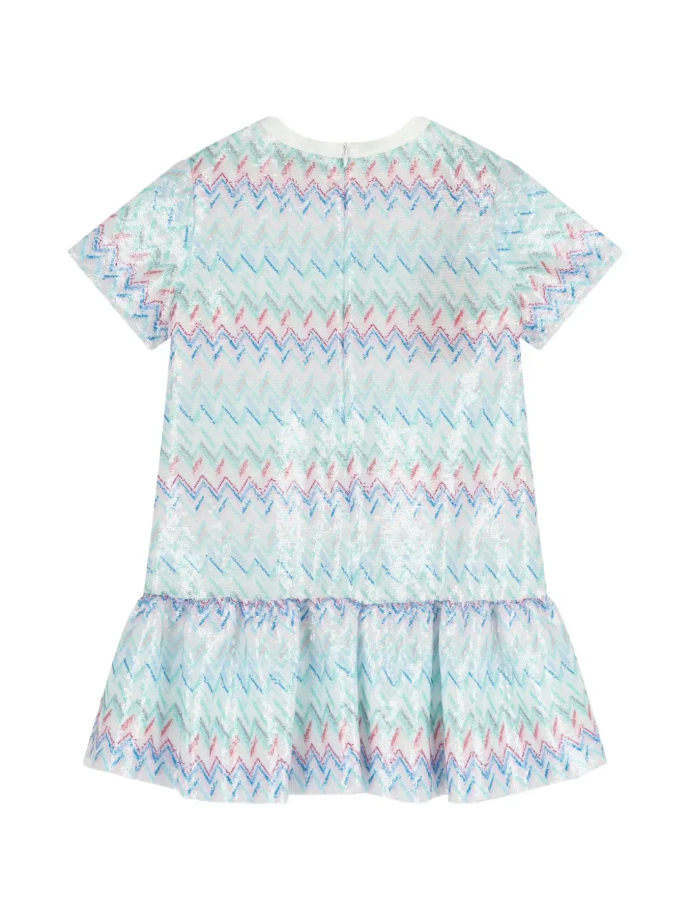 Платье с оборками и зигзагообразным узором Missoni Kids, синий — фото 2