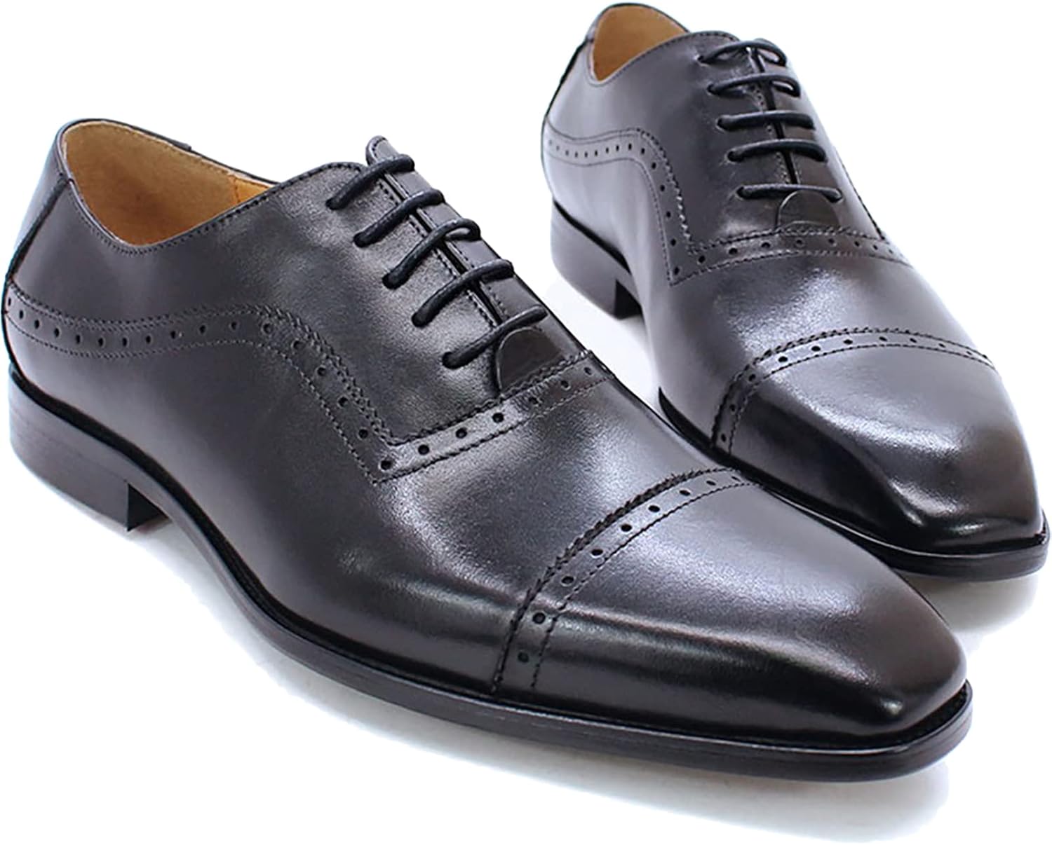 

Мужские кожаные броги с шнуровкой, оксфорды с крыловидной носочной частью, винтажные броги, офисные формальные свадебные туфли дерби, черные, размер 46 Generic
