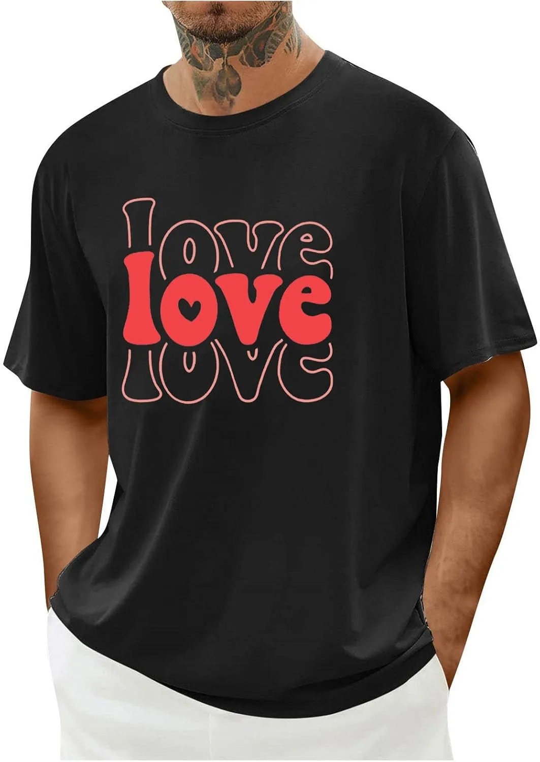 

Мужская футболка с коротким рукавом Valentine's Day, Big and Tall, свободный крой