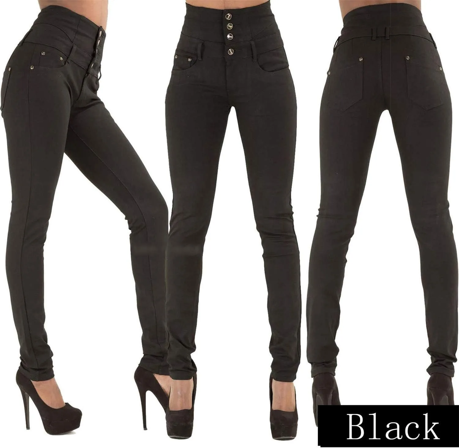 Andongnywell Plus Size Skinny High Waisted джинсы-леггинсы для женщин — фото 2