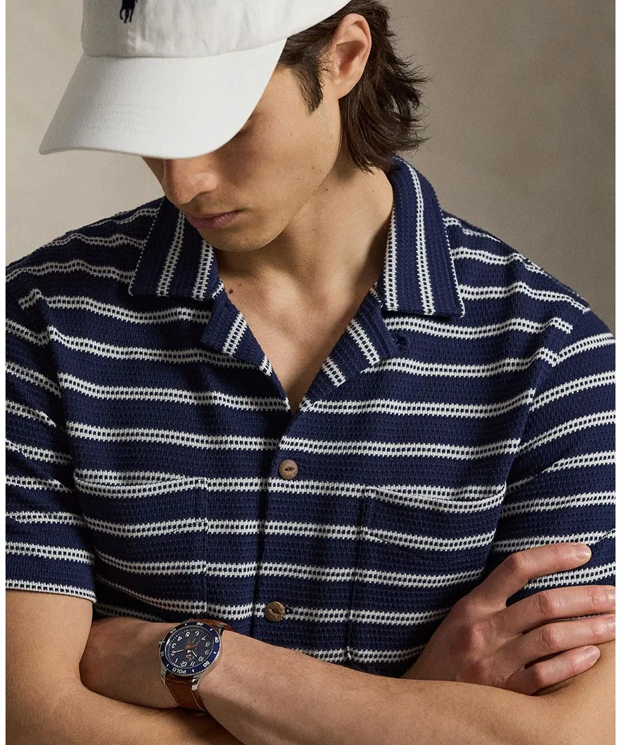 Мужская полосатая рубашка с отложным воротником Polo Ralph Lauren, темно-синий — фото 3