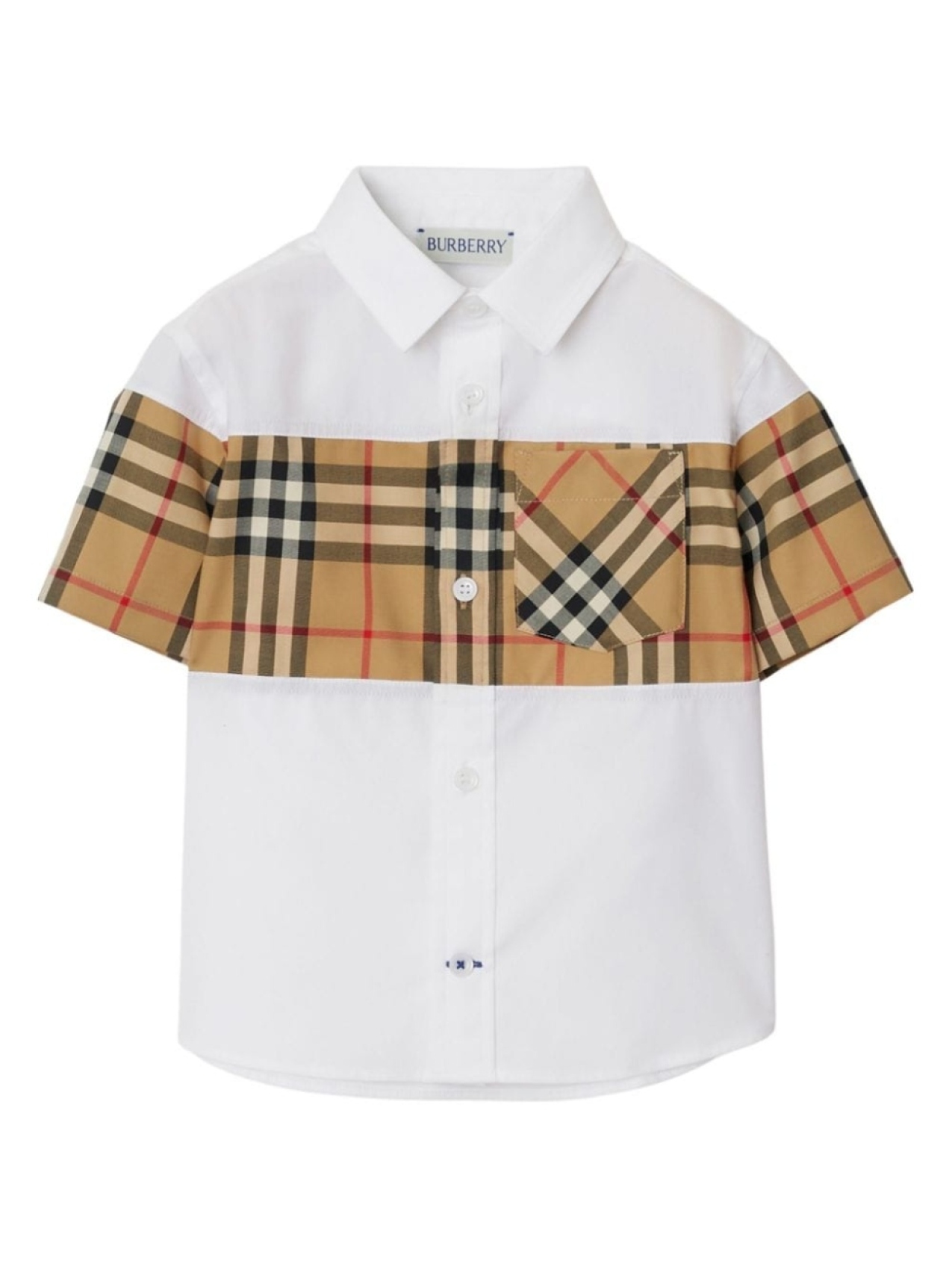 

Burberry Kids рубашка со вставкой в клетку Vintage Check, белый