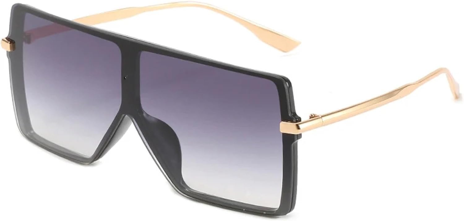 

Модные солнцезащитные очки в крупной оправе для женщин и мужчин, ретро-очки-моноблочные, для путешествий и вождения, солнцезащитные очки с защитой от УФ-излучения UV400 TKKTLLT, Gold Gradient Gray