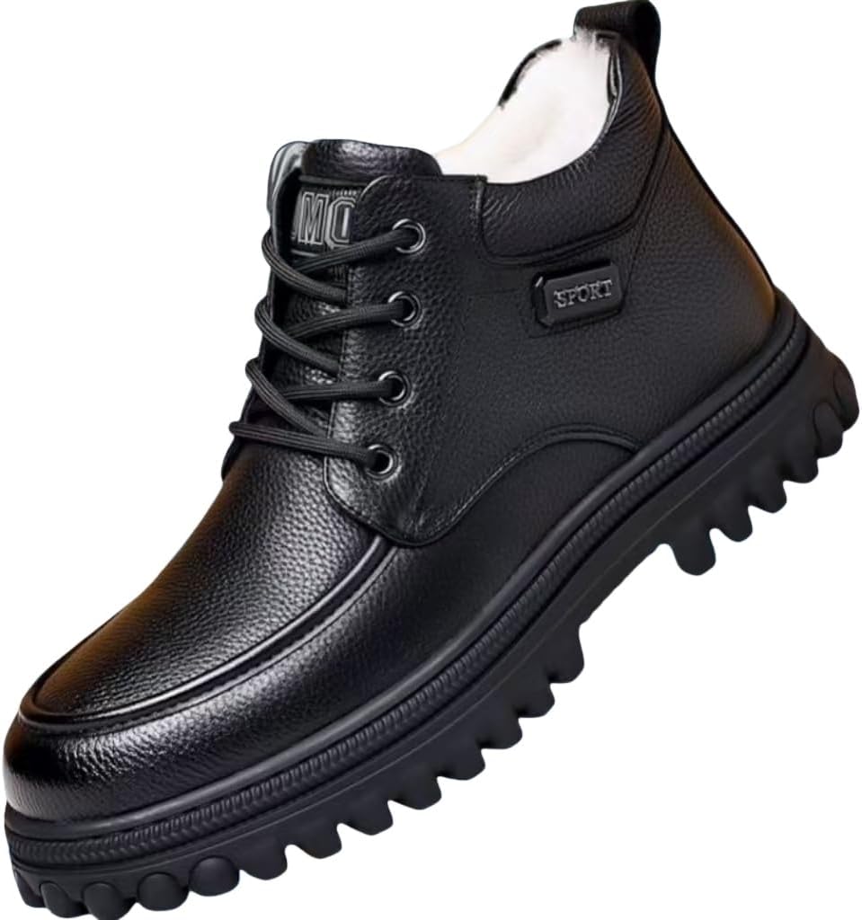 

Мужские высокие повседневные хлопковые зимние ботинки- теплые и плотные, противоскользящие, удобные, легкие, подходят для улицы и ежедневного использования Fmshi, черный