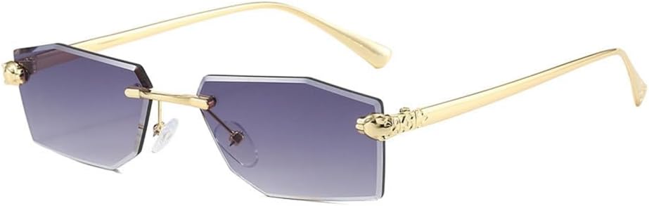 

Мужские солнцезащитные очки без оправы из сплава, женские солнцезащитные очки без оправы с градиентным переходом, ретро-многоугольные солнцезащитные очки VFDHN, Gradual Gray