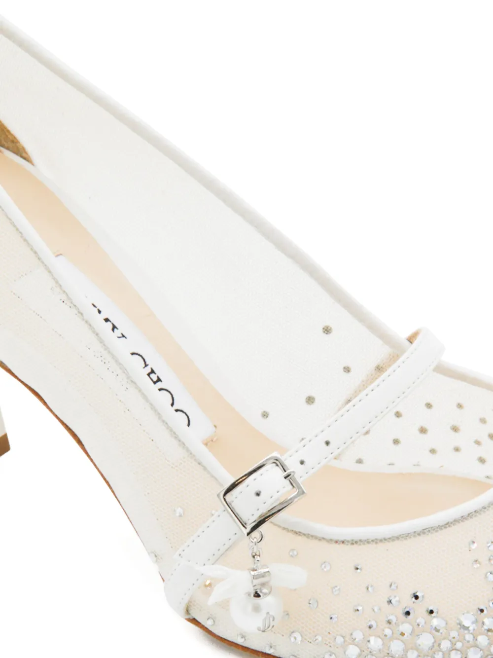 Туфли-лодочки из сетки с кристаллами на каблуке 65 мм JIMMY CHOO, белый — фото 3