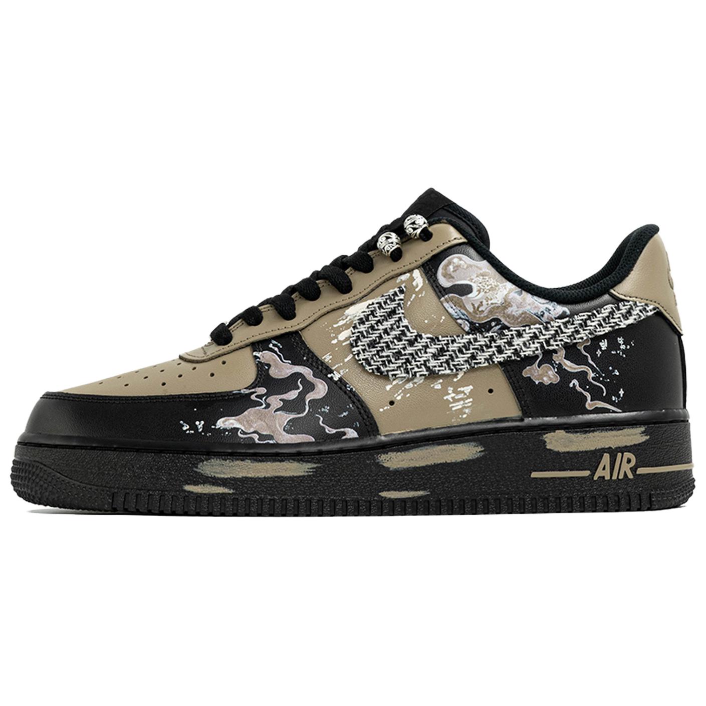 Мужские низкие скейтбордистские кроссовки Air Force 1 Wan Hua Nong, Endless Prairie, Shopping Bag, устойчивые к истиранию Nike, черный коричневый — фото 3