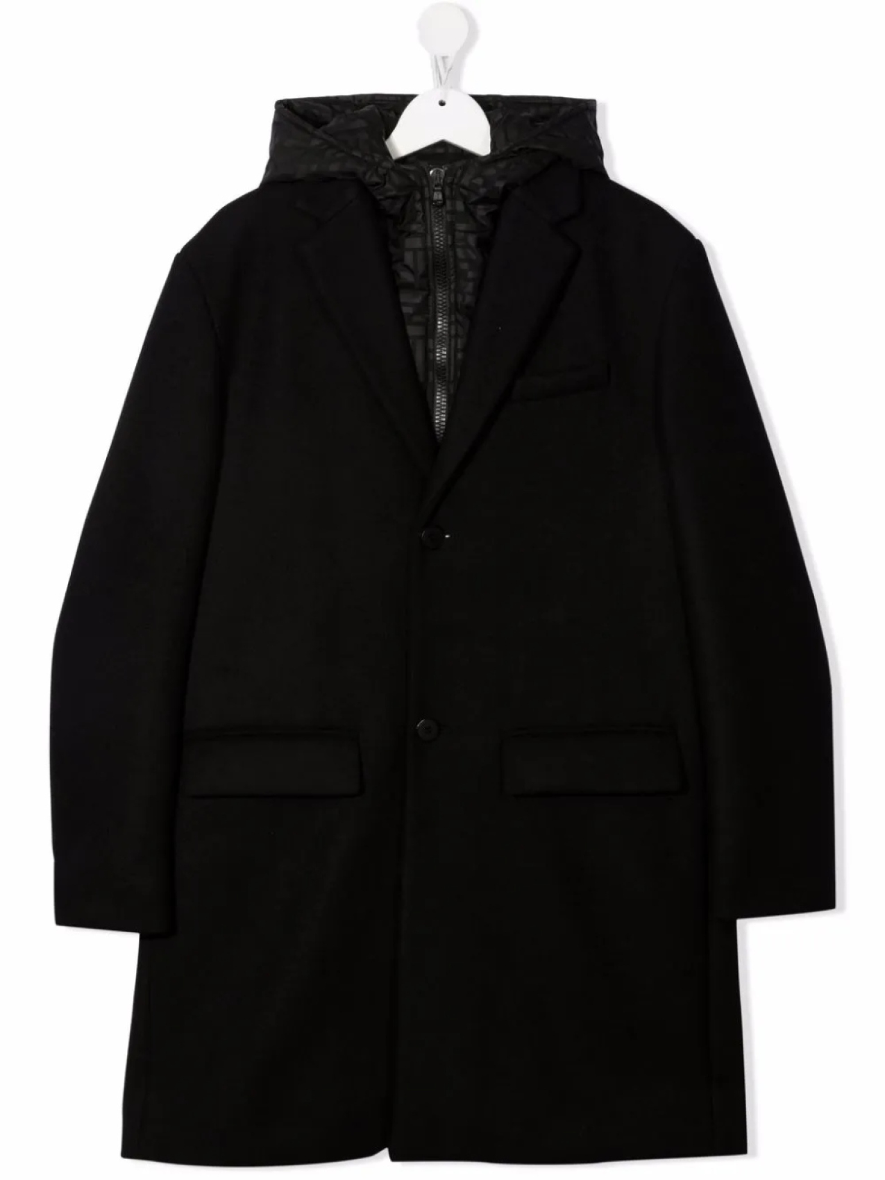 

Однобортное шерстяное пальто Fendi Kids, черный