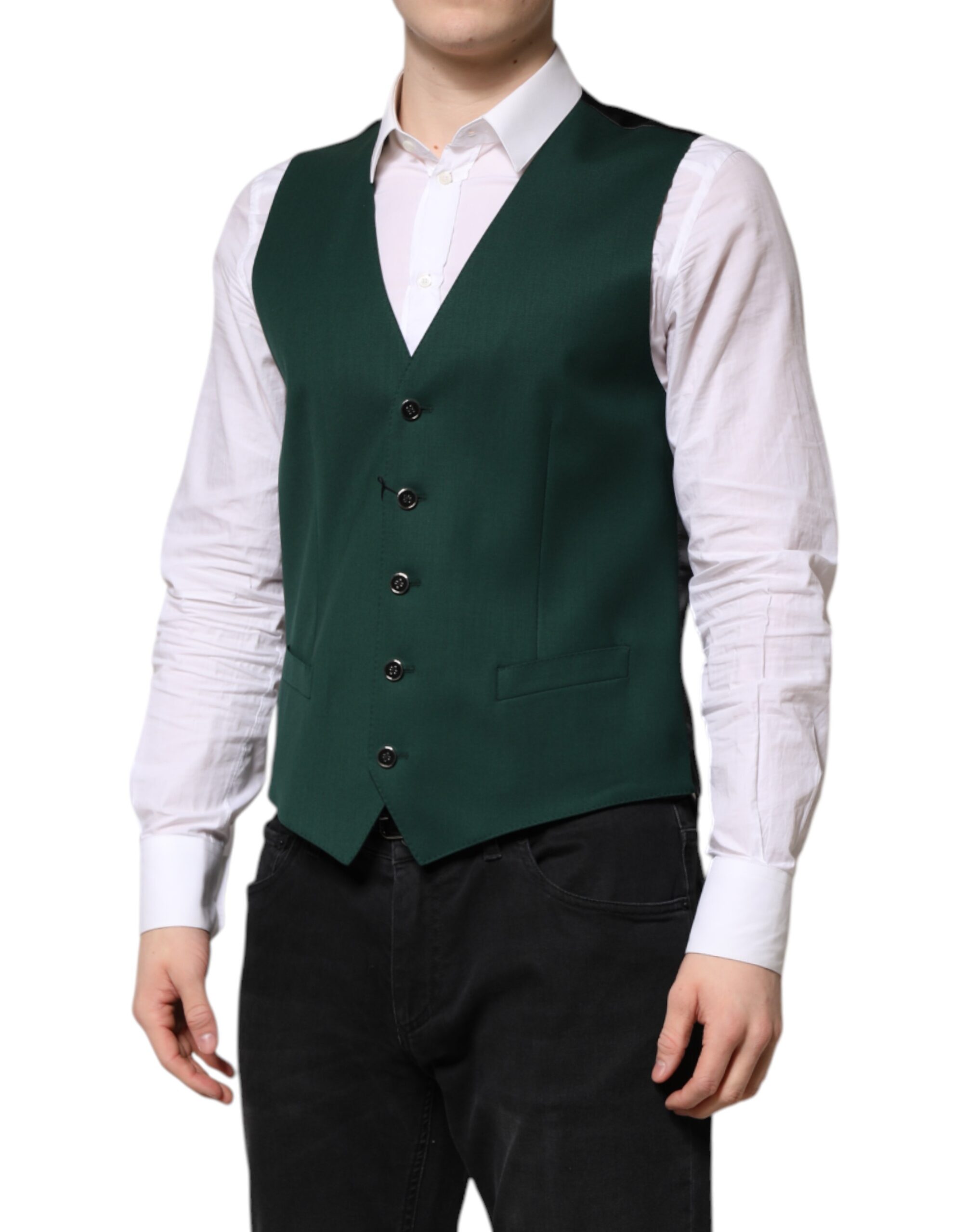 Зеленый шерстяной жилет для мужчин Dolce & Gabbana, Green — фото 2