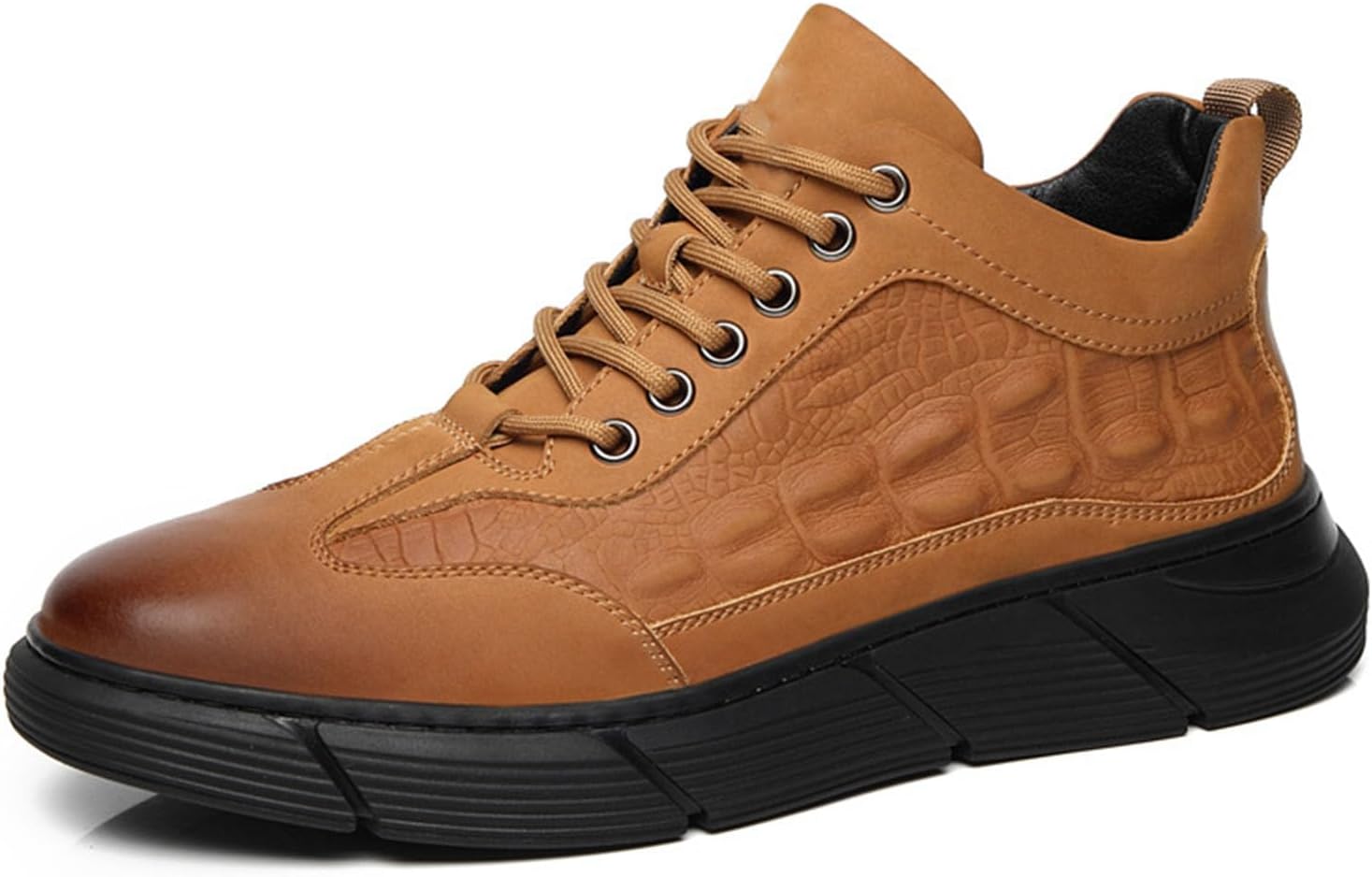 

Мужские кроссовки Myallfeet с узором, спортивные, модные, противоскользящие, низкие, на шнуровке, для ходьбы, повседневные и официальные, из бычьей кожи, коричневый