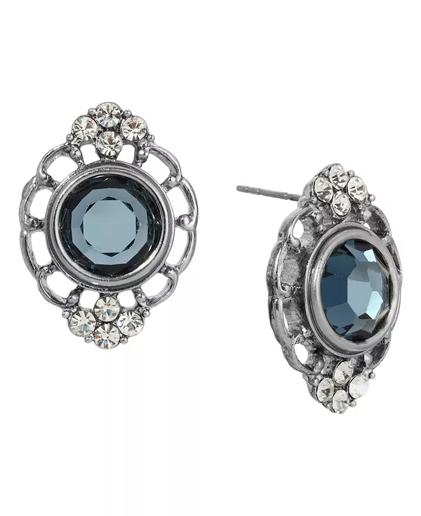

Серьги-Пуговицы с филигранными кристаллами 2028, blue
