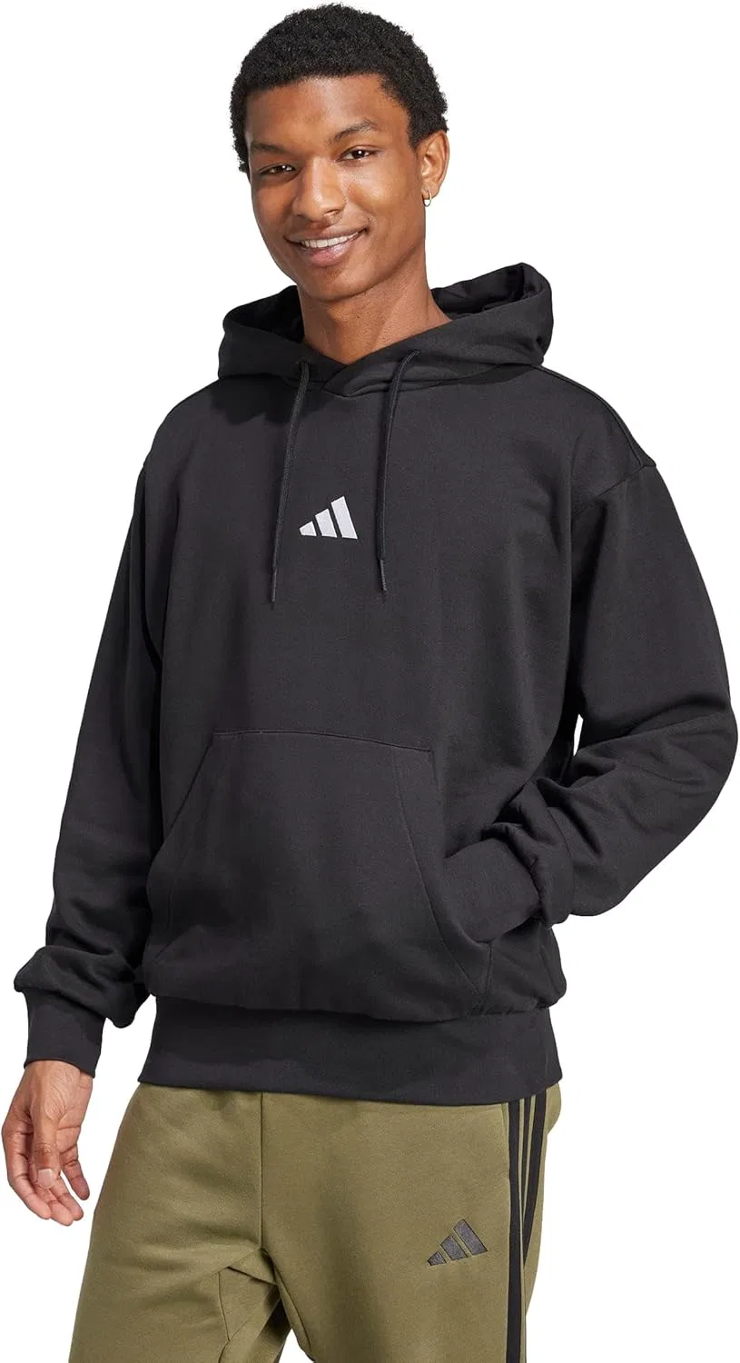 Худи adidas Essentials Feelcozy Fleece, черный/белый