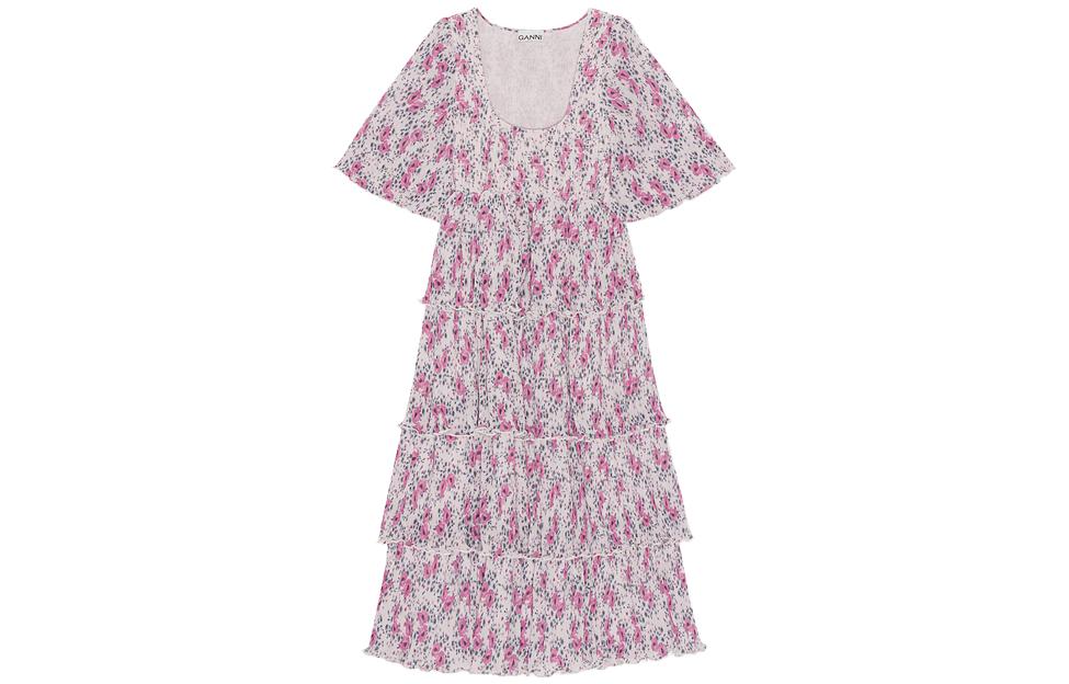 

GANNI Женское платье с коротким рукавом светло-фиолетовое