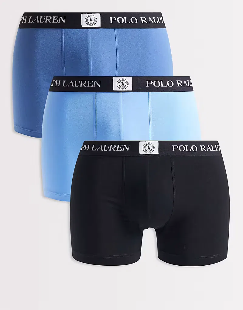 Комплект из трех хлопковых плавок Polo Ralph Lauren синего и, черный