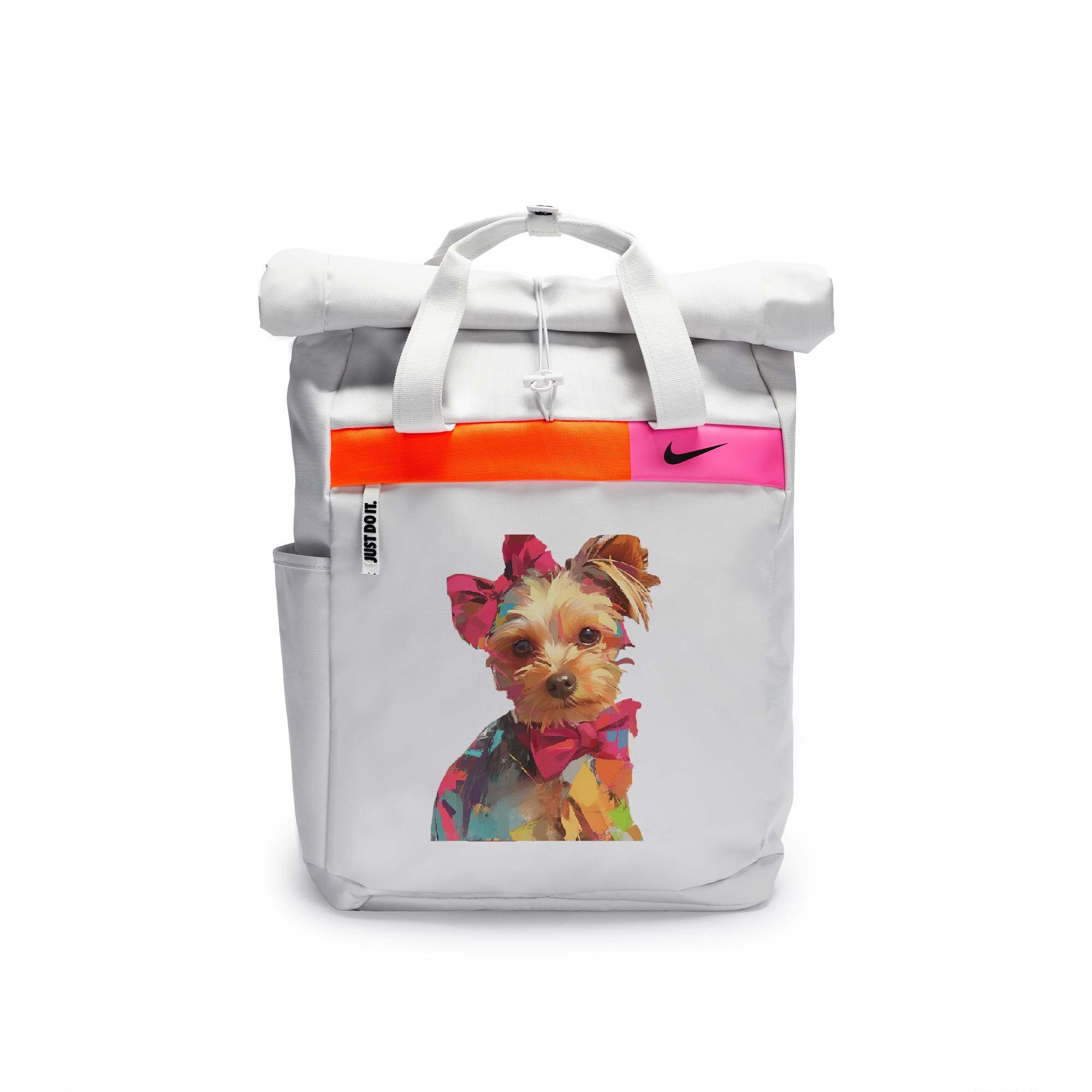 

Nike Полиэстеровый граффити рюкзак повседневный унисекс светло-серебристый серый, Dazzling Color Puppy