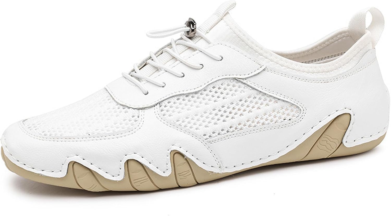 

Мужские кроссовки KCTRFSJ с эластичной шнуровкой, низким верхом, повседневные, с нескользящей подошвой, на завязках, удобные мокасины, модные, дышащие, водонепроницаемые, для ходьбы и вождения, белый