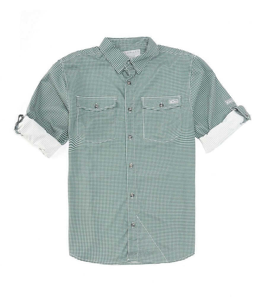 

Drake Clothing Co. Performance Stretch Frat Gingham клетчатая рубашка с длинными рукавами, зеленый