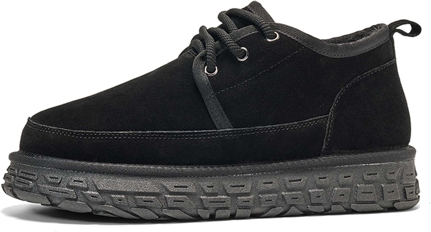 

Зимние мужские легкие снегоступы из коровьей замши, удобные и модные хлопковые ботинки Generic, черный