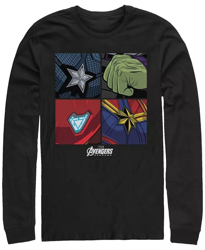 

Мужская футболка Marvel Avengers Endgame Box Up Hero Logos, длинный рукав Fifth Sun, черный