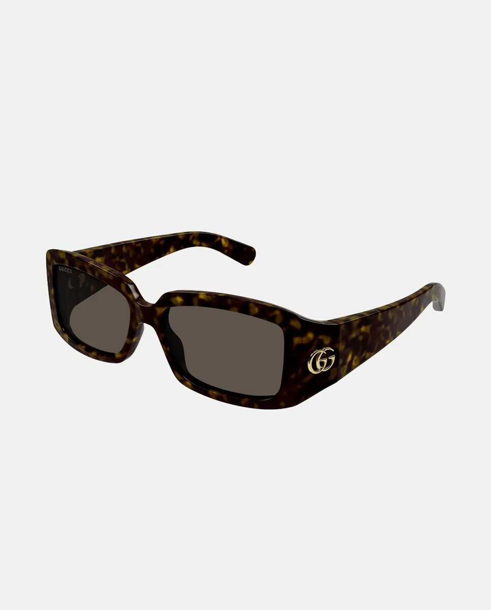 

Прямоугольные женские солнцезащитные очки коричневого цвета гавана Gucci