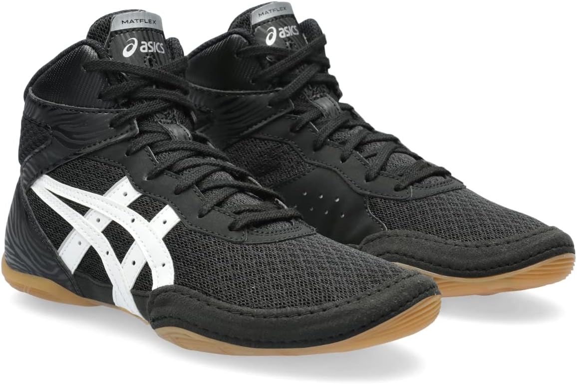 Детские борцовские кроссовки Asics Matflex 7 для школьников, белый/черный — фото 2
